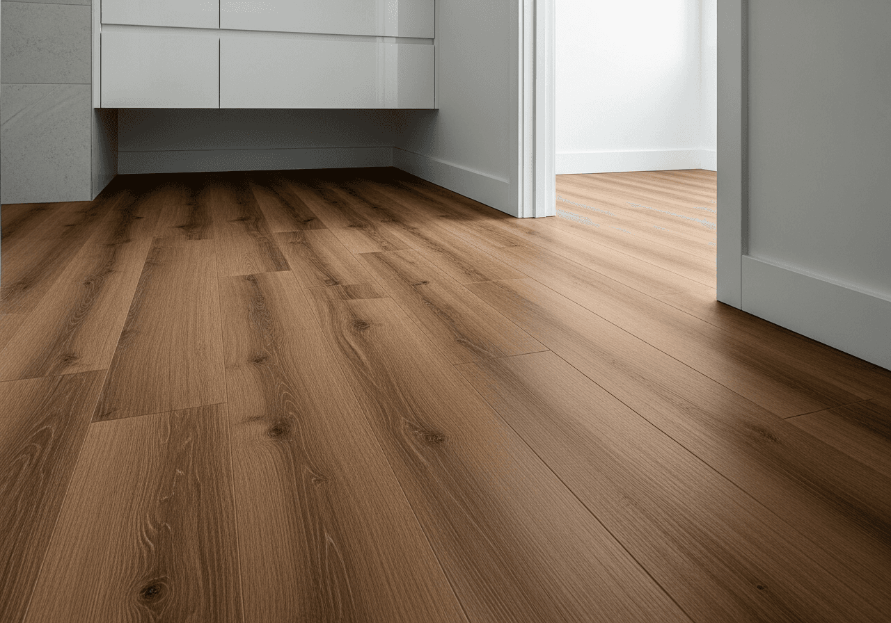 New waterproof luxury vinyl plank bathroom floor installation