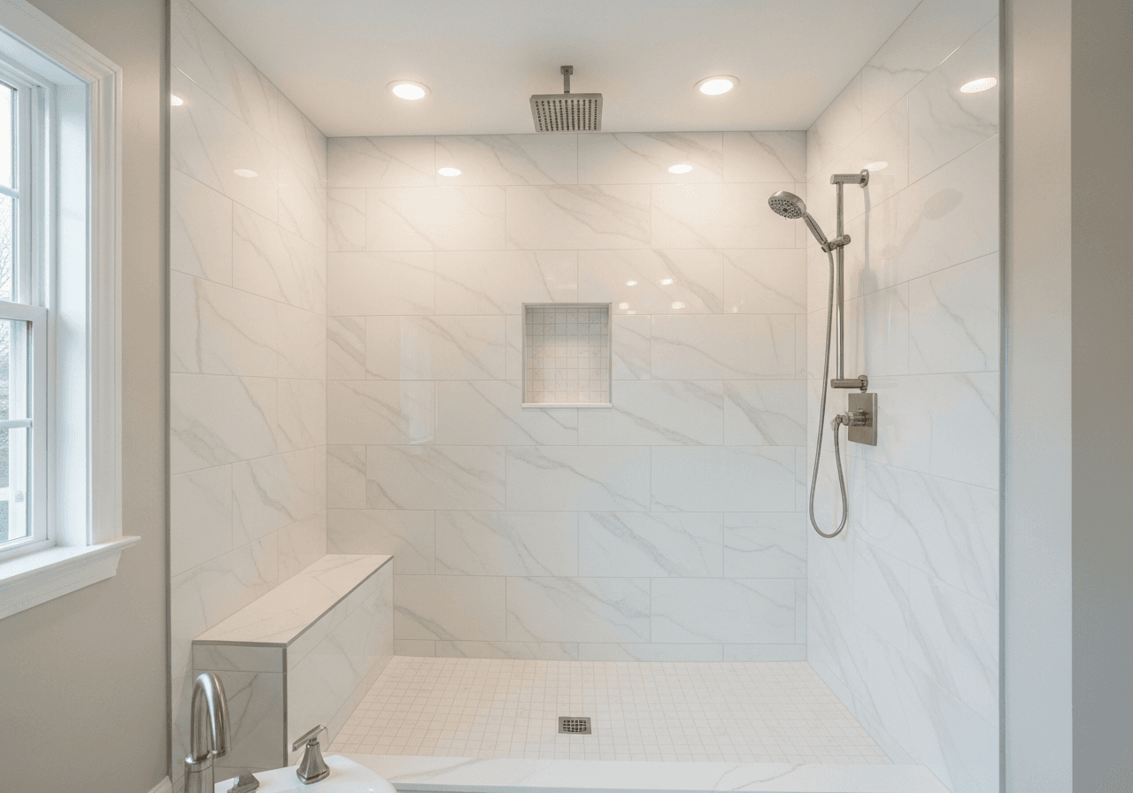 After: modern walk-in shower