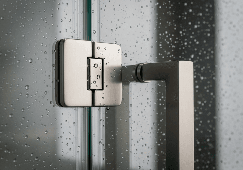 Frameless glass shower enclosure