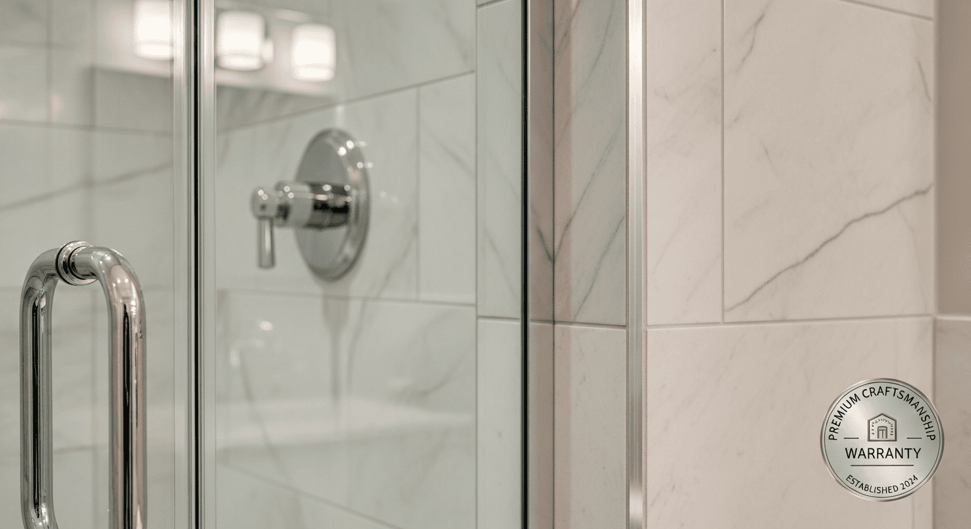 Premium bathroom remodel with real tile work and quality craftsmanship backed by Showerly warranty in Raleigh NC